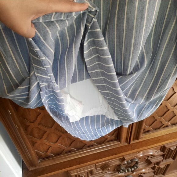 Old Navy Flutter Sleeve Tie-Belt Shirt Dress - Chambray Stripes, Size S - Picture 12 of 16